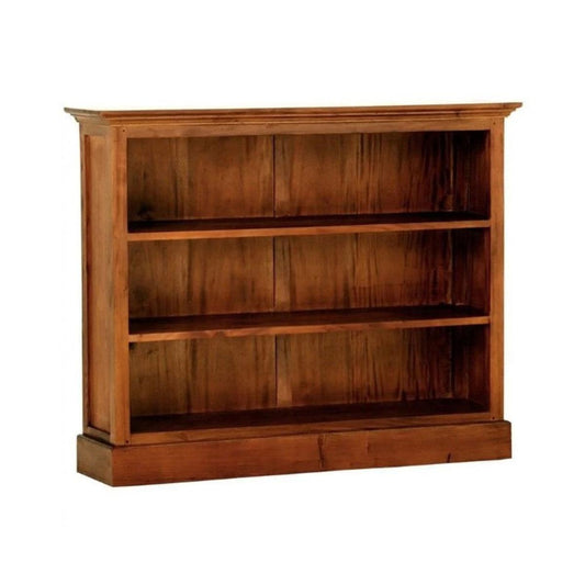 ADELAIDE SOLID MAHOGANY TIMBER WIDE BOOKCASE IN LIGHT PECAN - MyChocolateWood