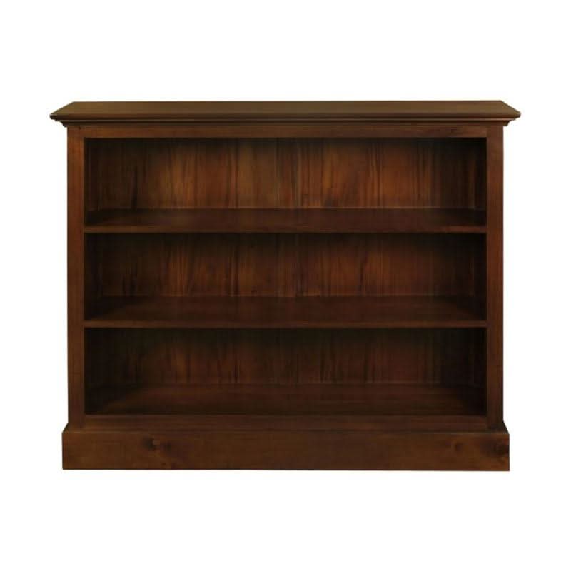 ADELAIDE SOLID MAHOGANY TIMBER WIDE BOOKCASE IN MAHOGANY - MyChocolateWood