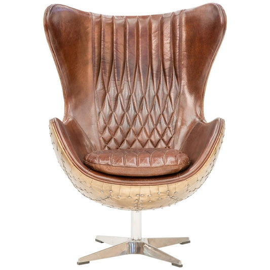 ADELINE BUTTEFLY AGED LEATHER AND COPPER ALLOY EGG CHAIR - MyChocolateWood