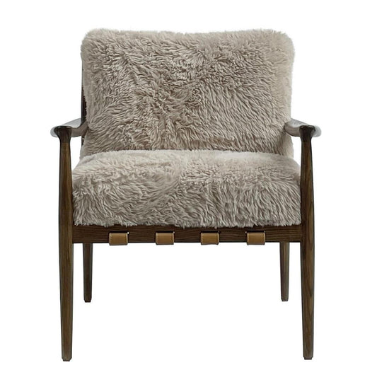 ALABAMA FAUX SHEEP SKIN/ASHWOOD ARMCHAIR /LOUNGE CHAIR IN BEIGE - MyChocolateWood