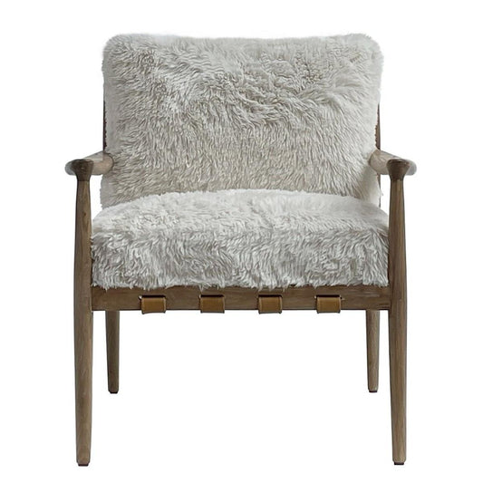 ALABAMA FUAX SHEEP SKIN/ASHWOOD ARMCHAIR /LOUNGE CHAIR IN WHITE - MyChocolateWood