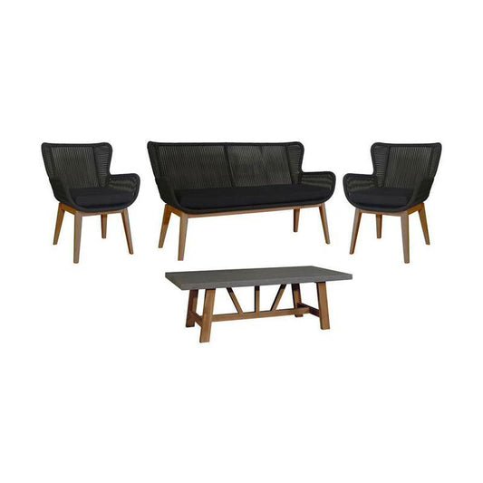 ALANYA HAMPTON OUTDOOR 4-PIECE LOUNGE SETTING SOFA SET - MyChocolateWood