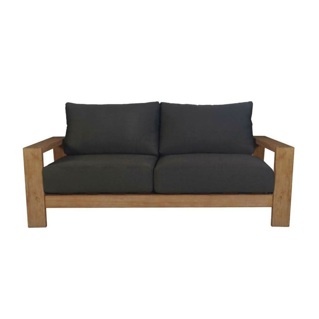 ALANYA HAMPTONS OUTDOOR 2-SEATER SOFA SETTEE EUCALYPTUS FRAME DARK CHARCOAL - MyChocolateWood