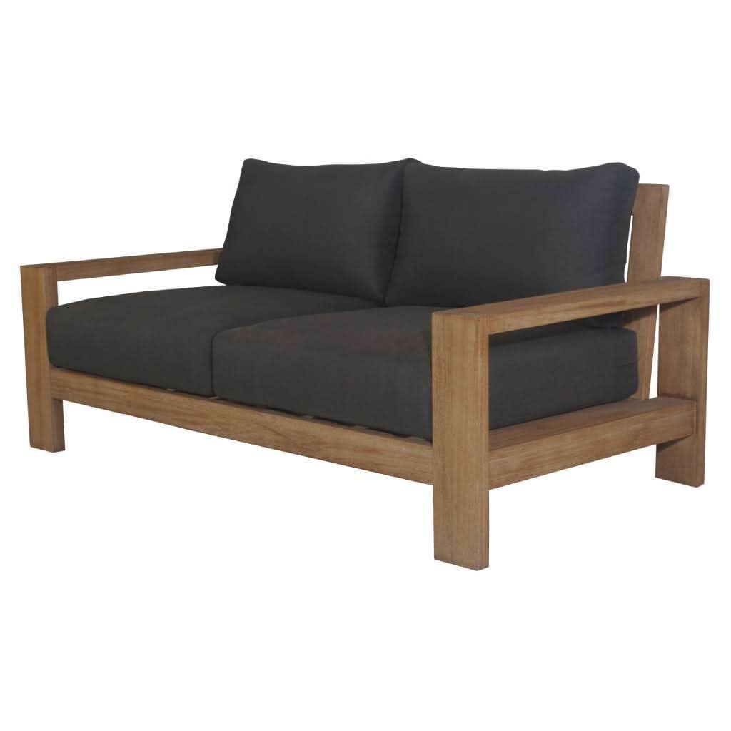 ALANYA HAMPTONS OUTDOOR 2-SEATER SOFA SETTEE EUCALYPTUS FRAME DARK CHARCOAL - MyChocolateWood