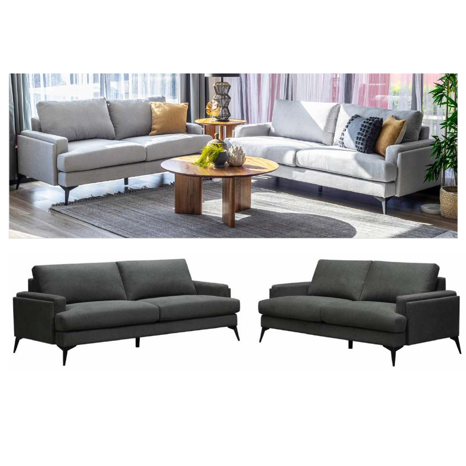 ALBERGO FABRIC 3-SEATER SOFA LOUNGE DARK GREY - MyChocolateWood