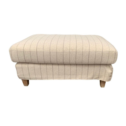 ALBERTO OTTOMAN FOOTSTOOL POUF SOLID PINE & HARDWOOD FRAME CALANTINO STRIPE - MyChocolateWood