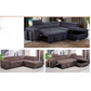 ALBRET FABRIC 2-SEATER SOFA BED + 2 OTTOMANS W/RHF MUSHROOM