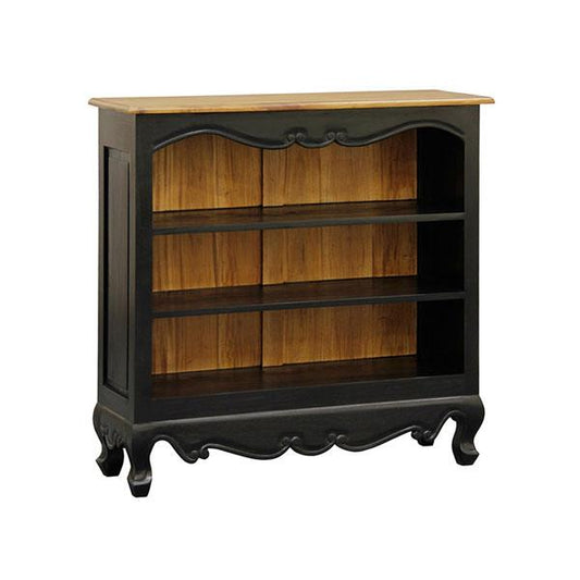 ALEXEI QUEEN ANN STYLE SOLID MAHOGANY LOW BOOKCASE BLACK/CARAMEL - MyChocolateWood