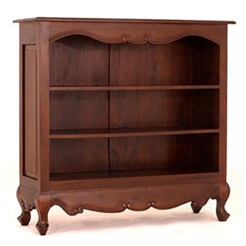 ALEXEI QUEEN ANN STYLE SOLID MAHOGANY LOW BOOKCASE IN MAHOGANY - MyChocolateWood