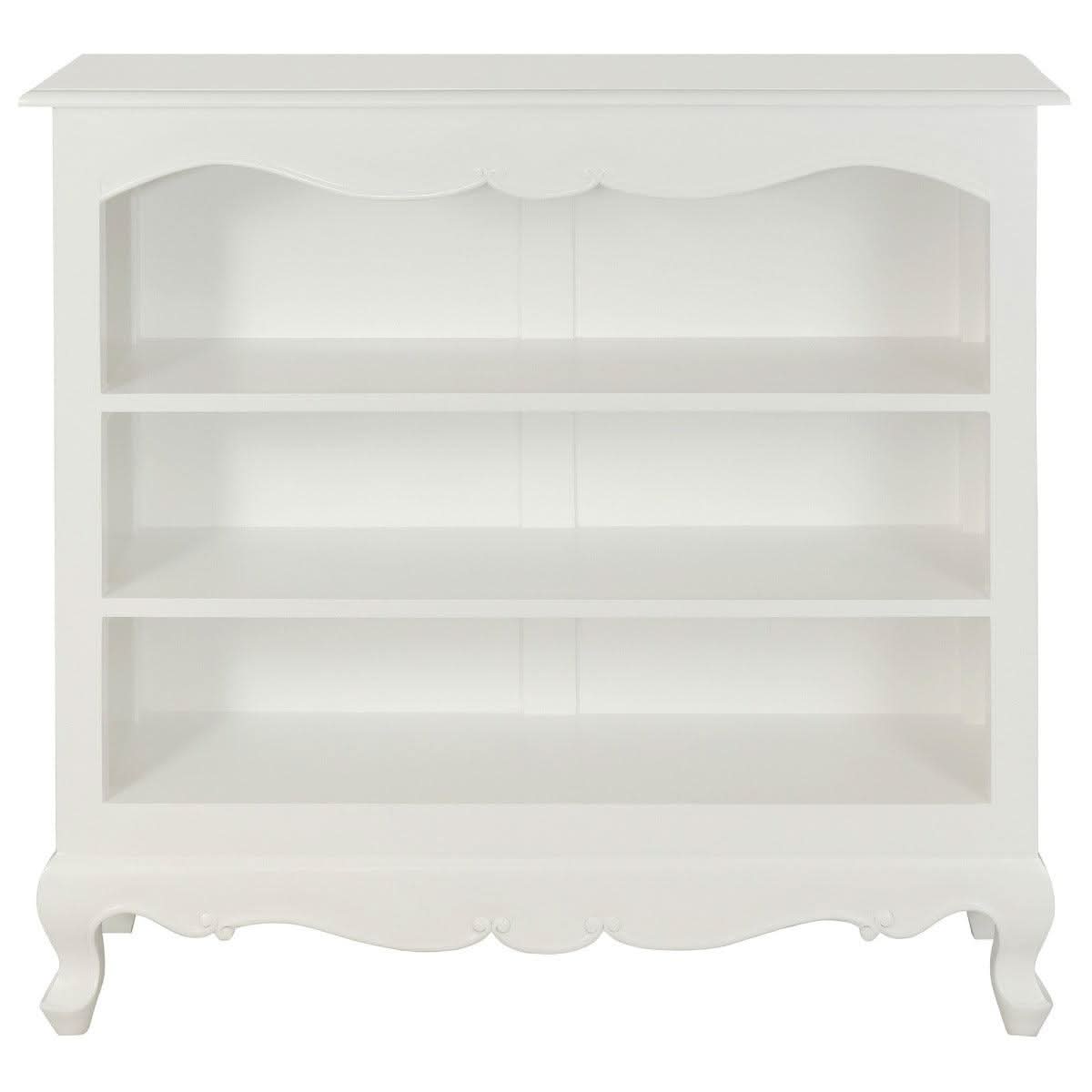 ALEXEI QUEEN ANN STYLE SOLID MAHOGANY LOW BOOKCASE IN WHITE - MyChocolateWood