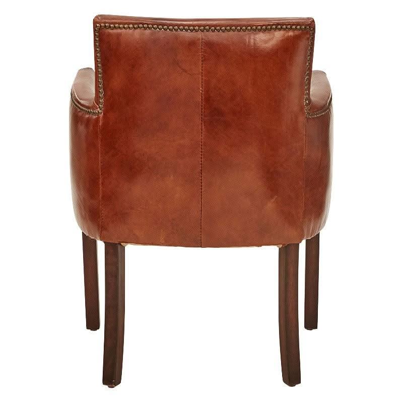 ALEXIA CARVER CHAIR IN ORIGINAL AGED LEATHER WITH BRASS STUD TRIM - MyChocolateWood