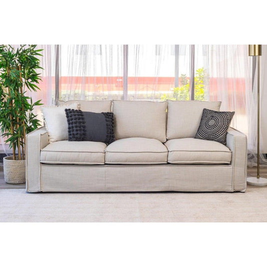 ALLARD FABRIC 3-SEATER SOFA STONE - MyChocolateWood