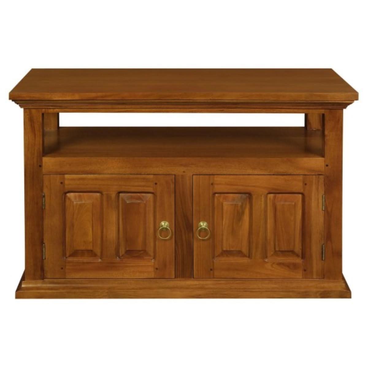 ALLENBY SOLID MAHOGANY TV UNIT 2 DOORS/SHELF - LIGHT PECAN - MyChocolateWood