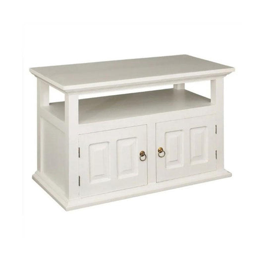 ALLENBY SOLID MAHOGANY TV UNIT 2 DOORS/SHELF - WHITE - MyChocolateWood