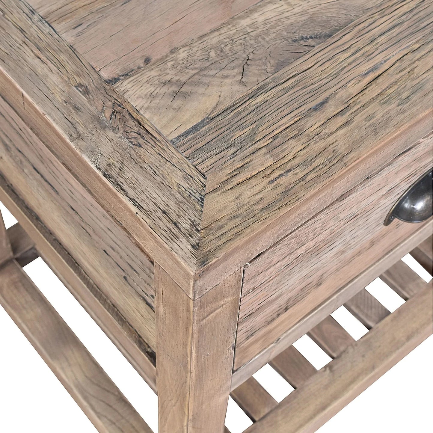 ALSTON RECLAIMED OAK SIDE TABLE LAMP TABLE NATURAL - MyChocolateWood