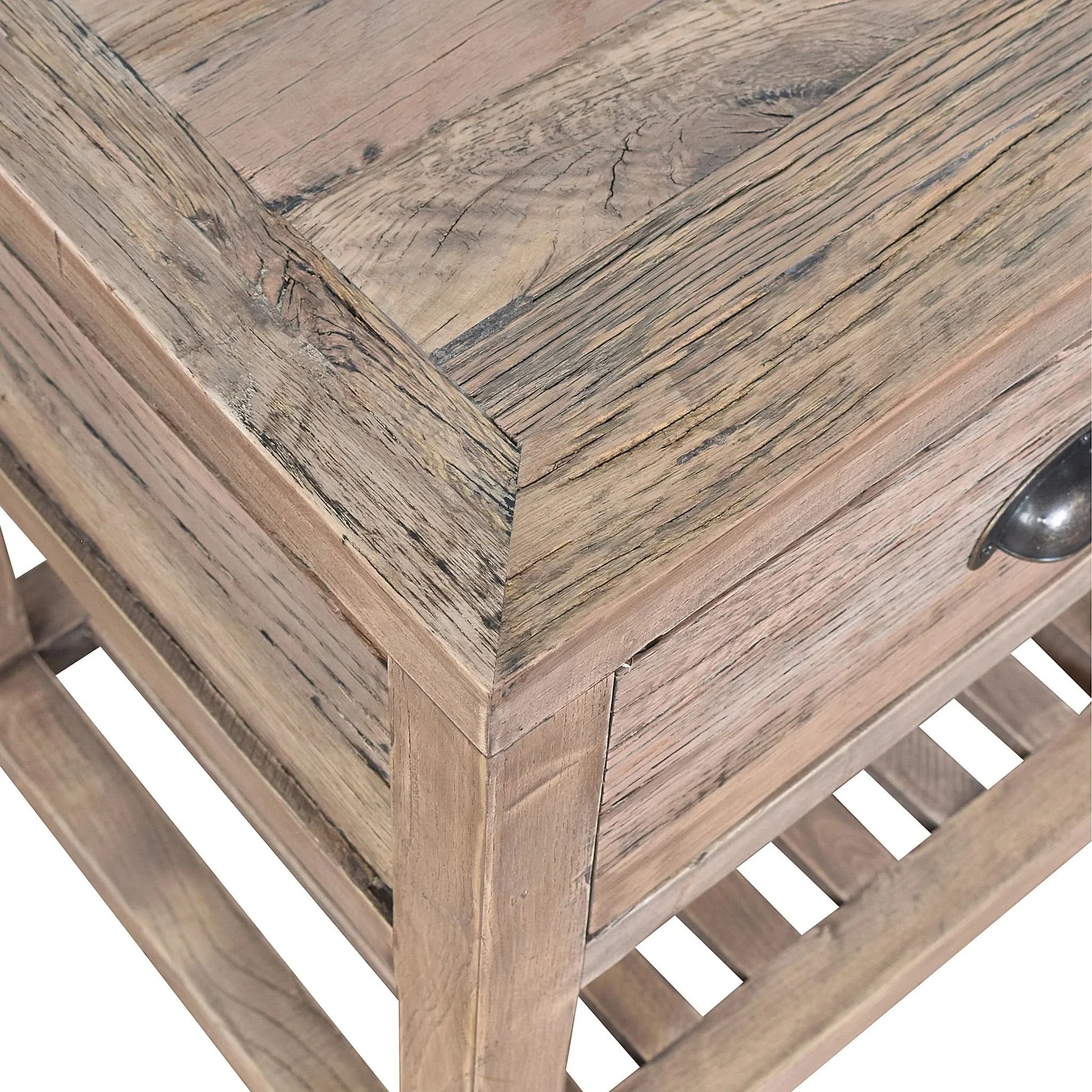 ALSTON RECLAIMED OAK SIDE TABLE LAMP TABLE NATURAL - MyChocolateWood