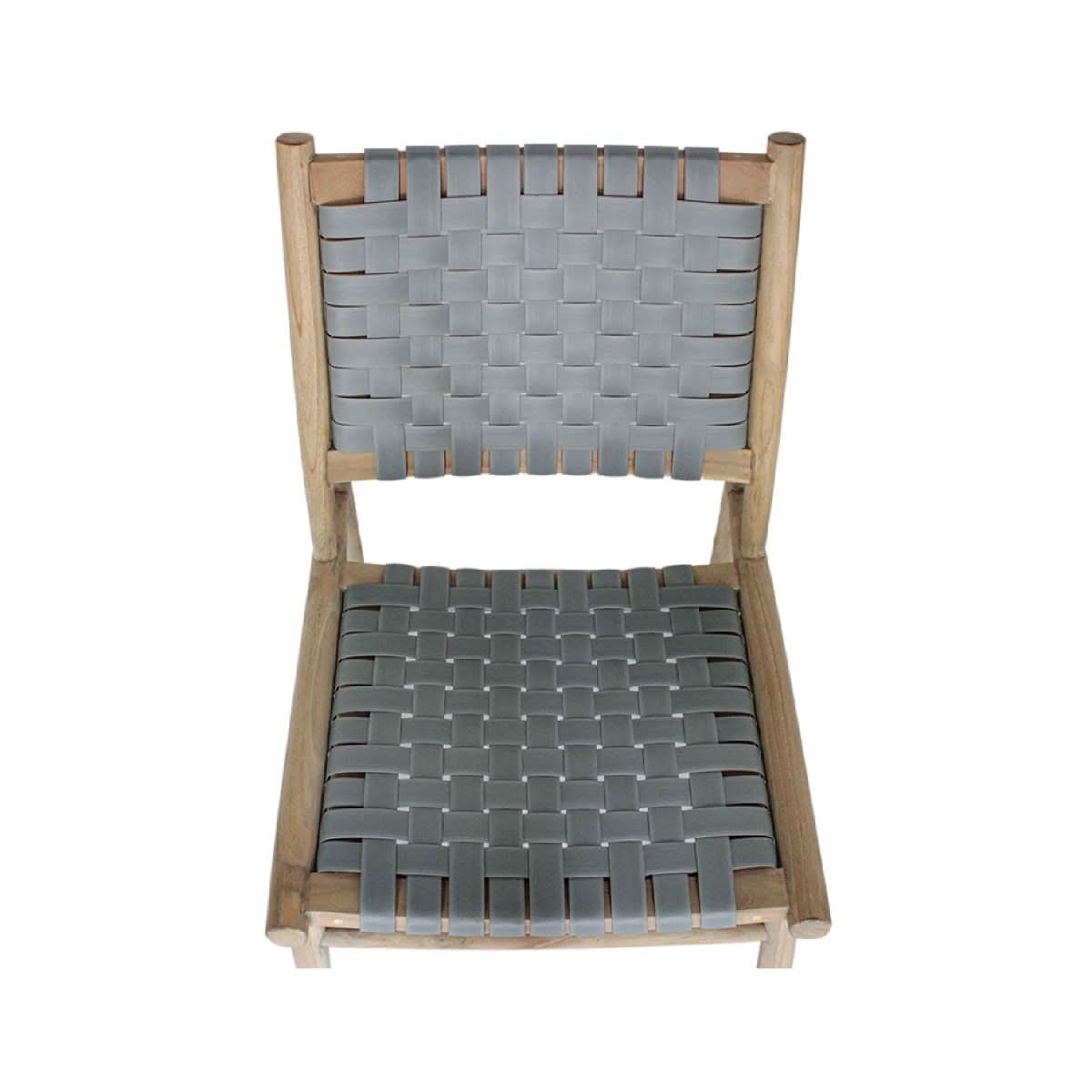 AMARA OUTDOOR RECLAIMED AGED TEAK WOOD/SYNTHETIC  RATTAN DINING CHAIR GREY WEAVE - MyChocolateWood