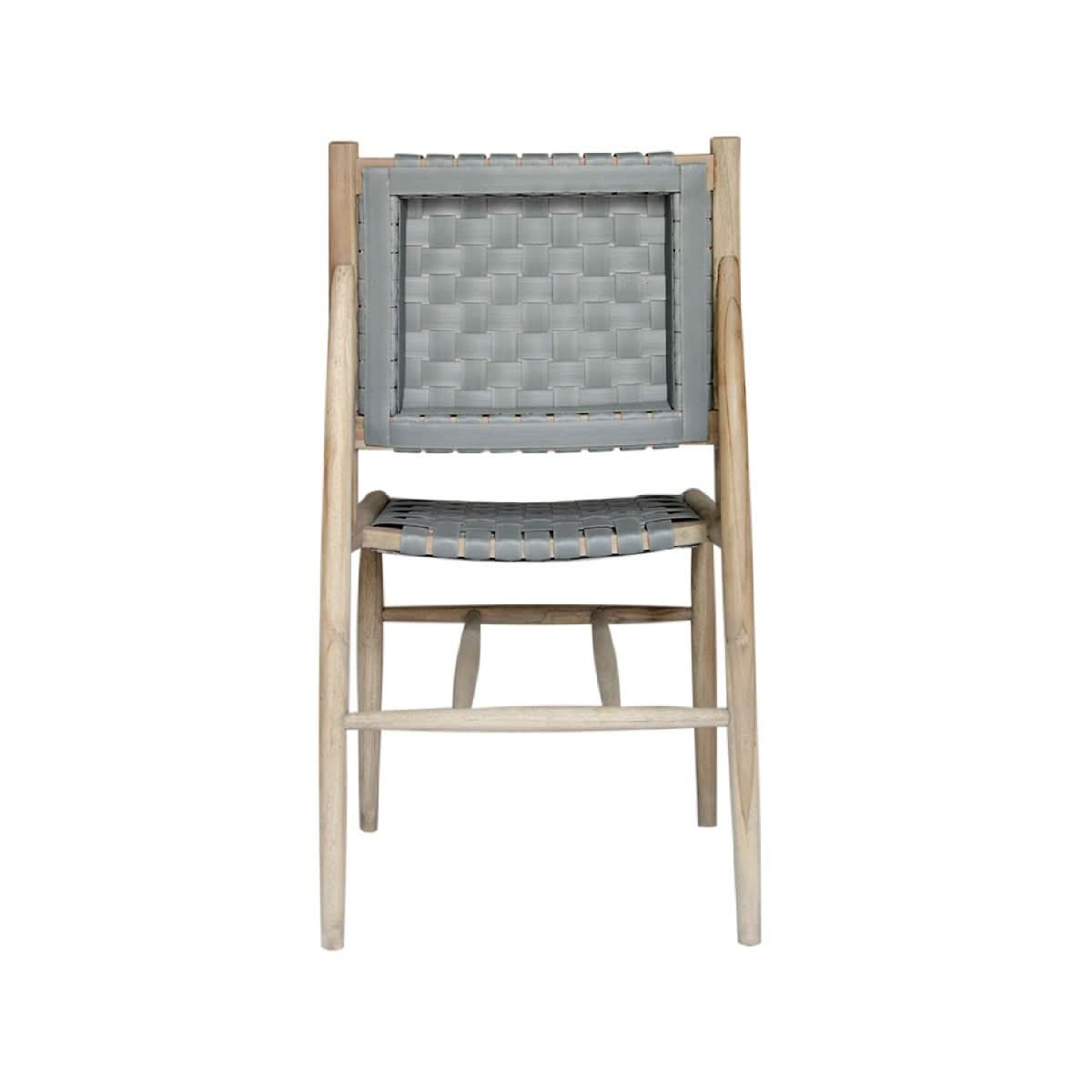 AMARA OUTDOOR RECLAIMED AGED TEAK WOOD/SYNTHETIC  RATTAN DINING CHAIR GREY WEAVE - MyChocolateWood