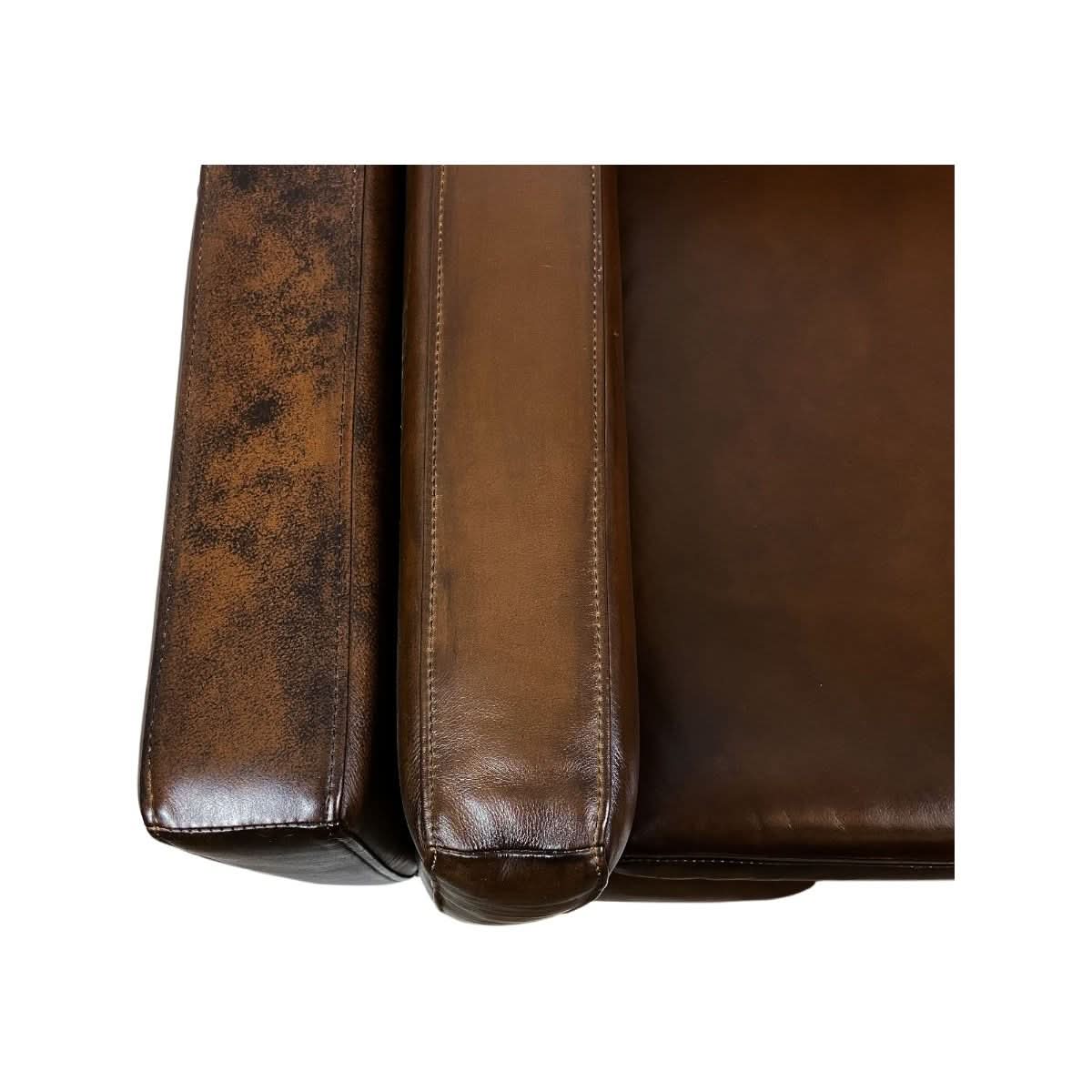 AMBROSE GENUINE TOP GRAIN LEATHER 1.5 SEATER SOFA  LOUNGE CHAIR LATTE COLOUR - MyChocolateWood