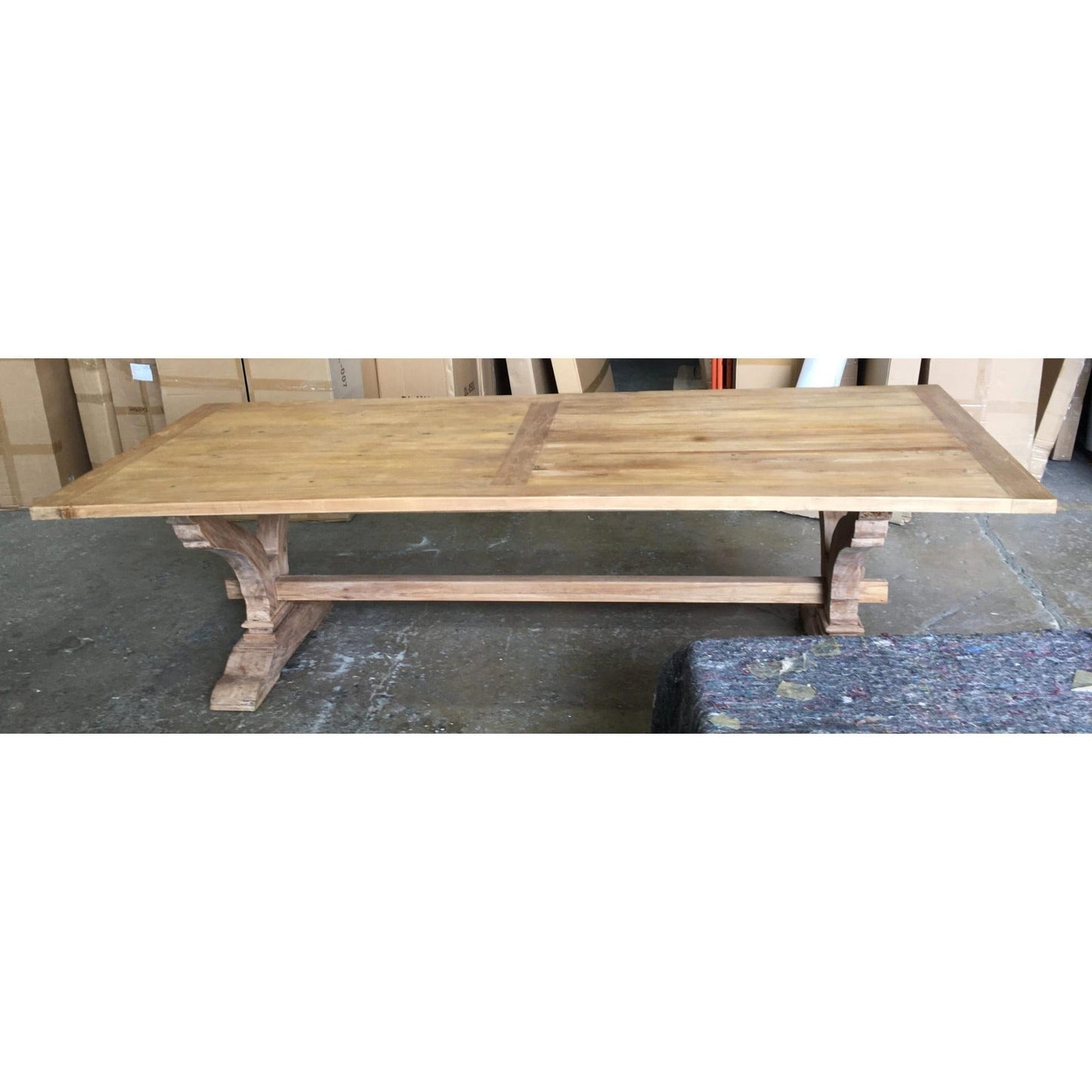 ANAIS FRENCH PROVINCIAL DINING TABLE RECYCLED TIMBER HARDWOOD 240CM RUSTIC + 8 x MELROSE DINING CHAIR IN ELM WOOD WITH A NATURAL FINISH - MyChocolateWood