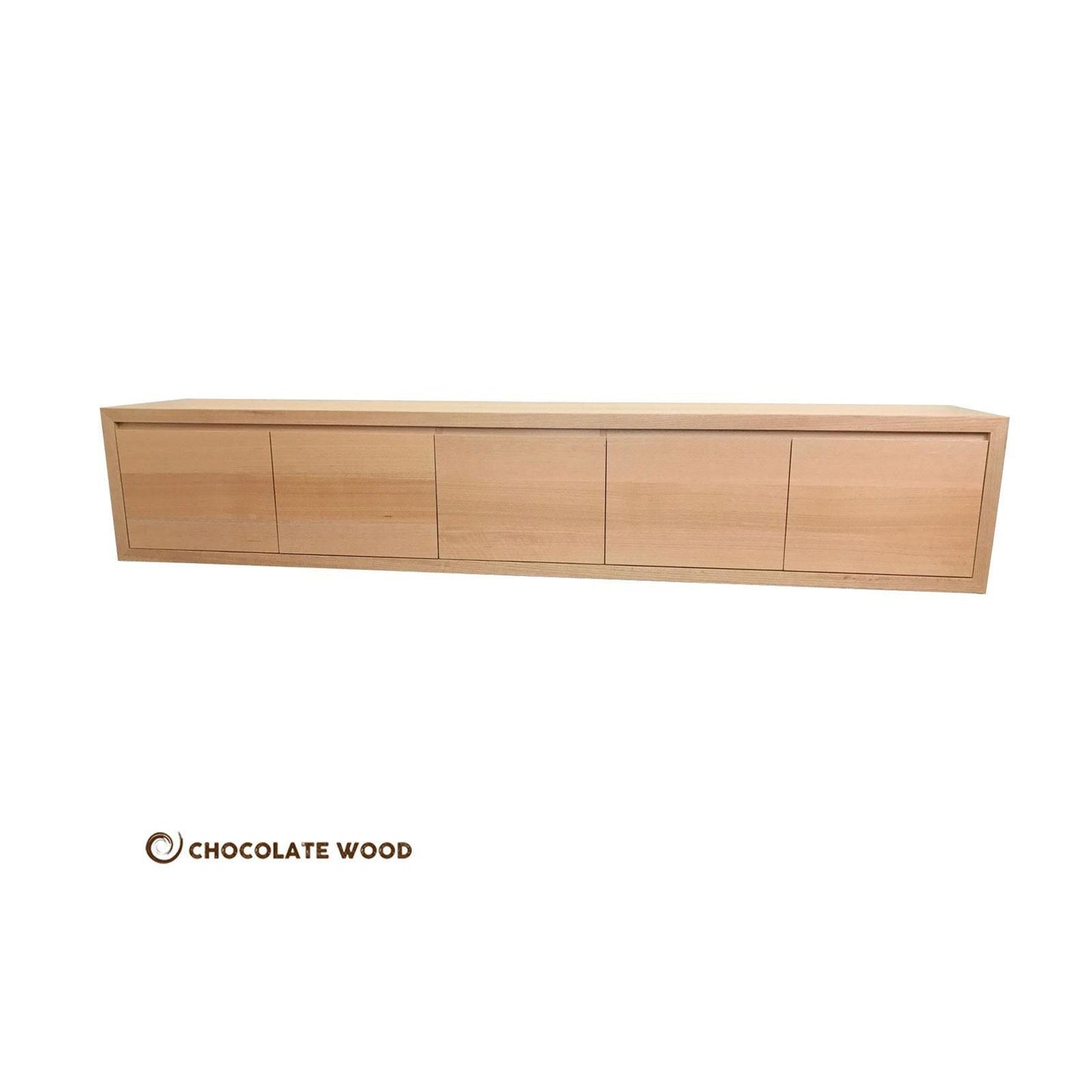 ANGEL SOLID WALL MOUNTED TASSIE OAK TV/ENTERTAINMENT UNIT WITH 5 DROP DOWN DOORS - MyChocolateWood