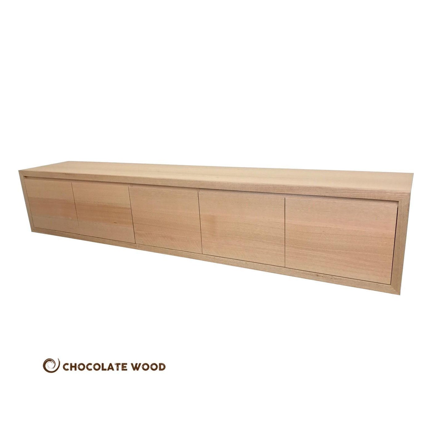 ANGEL SOLID WALL MOUNTED TASSIE OAK TV/ENTERTAINMENT UNIT WITH 5 DROP DOWN DOORS - MyChocolateWood
