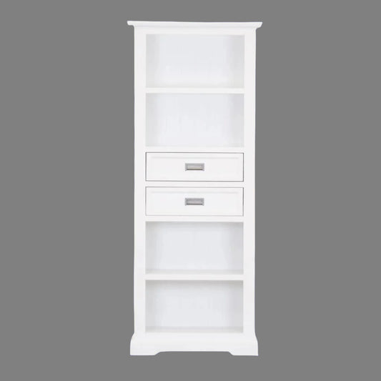ANIKA SOLID ACACIA WOOD BOOKCASE IN VIVID WHITE  - MyChocolateWood