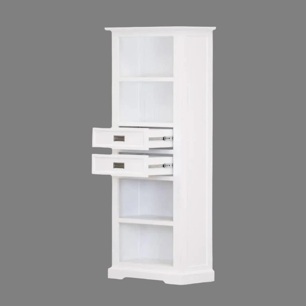 ANIKA SOLID ACACIA WOOD BOOKCASE IN VIVID WHITE  - MyChocolateWood