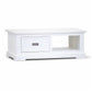 ANIKA SOLID ACACIA WOOD COFFEE TABLE WITH 1 DRAWER & A SHELF IN VIVID WHITE - MyChocolateWood