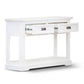 ANIKA SOLID ACACIA WOOD CONSOLE TABLE/HALL TABLE WITH 2 DRAWERS & A SHELF IN VIVID WHITE - MyChocolateWood