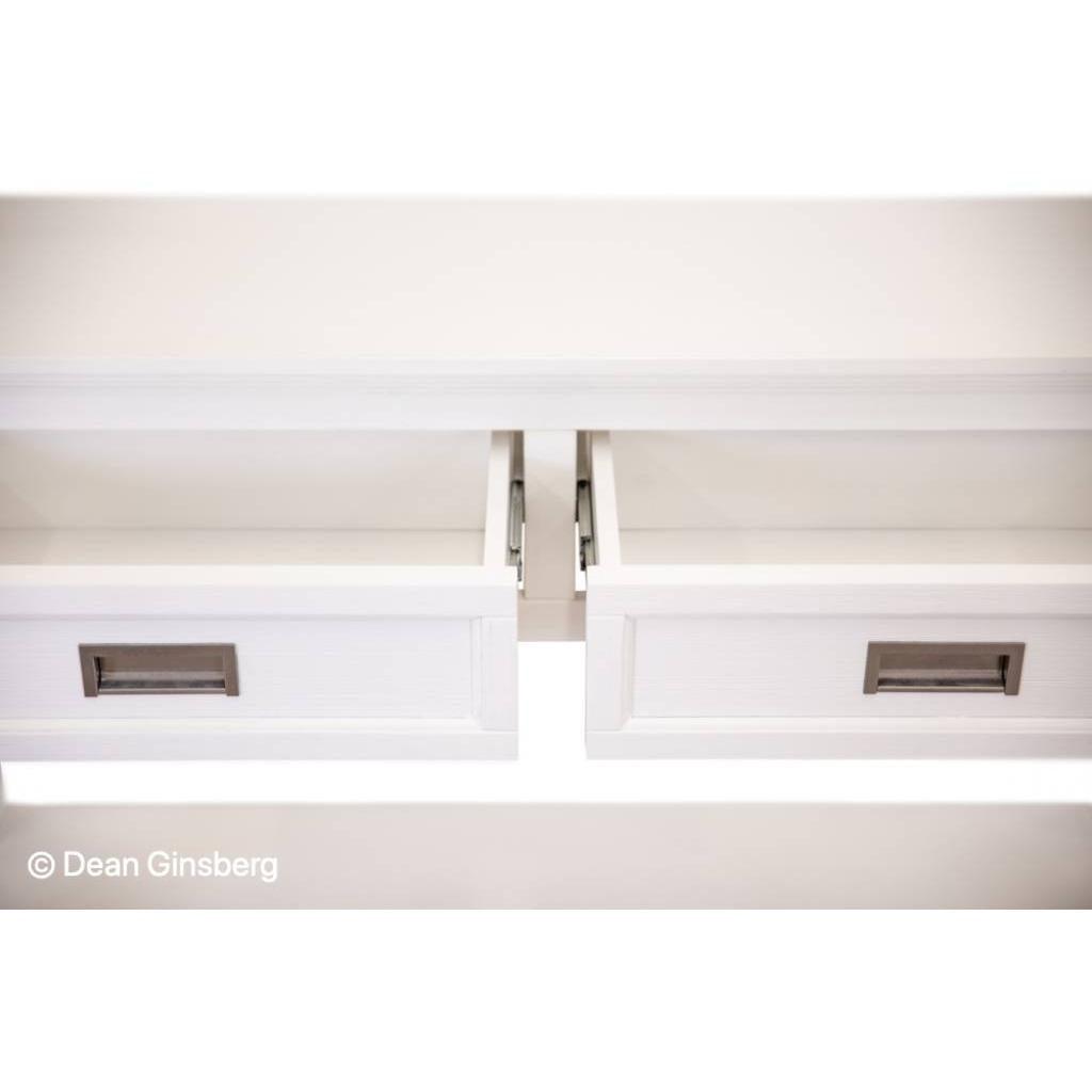 ANIKA SOLID ACACIA WOOD CONSOLE TABLE/HALL TABLE WITH 2 DRAWERS & A SHELF IN VIVID WHITE - MyChocolateWood