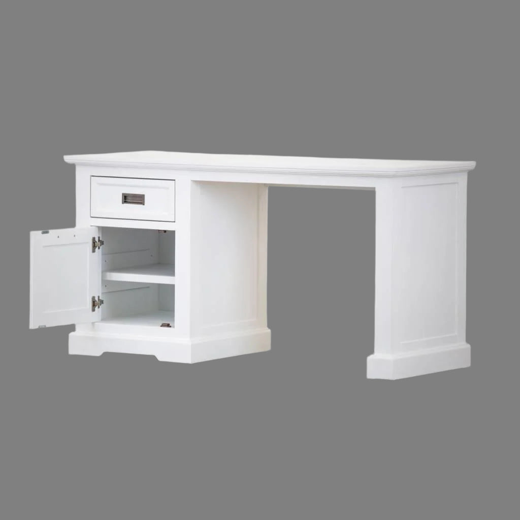 ANIKA SOLID ACACIA WOOD DESK IN VIVID WHITE - MyChocolateWood