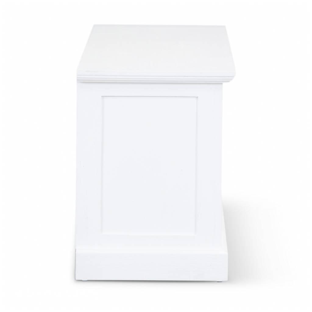 ANIKA SOLID ACACIA WOOD TV UNIT 2-DOORS 2 DRAWERS & 2 SHELVES IN VIVID WHITE - MyChocolateWood