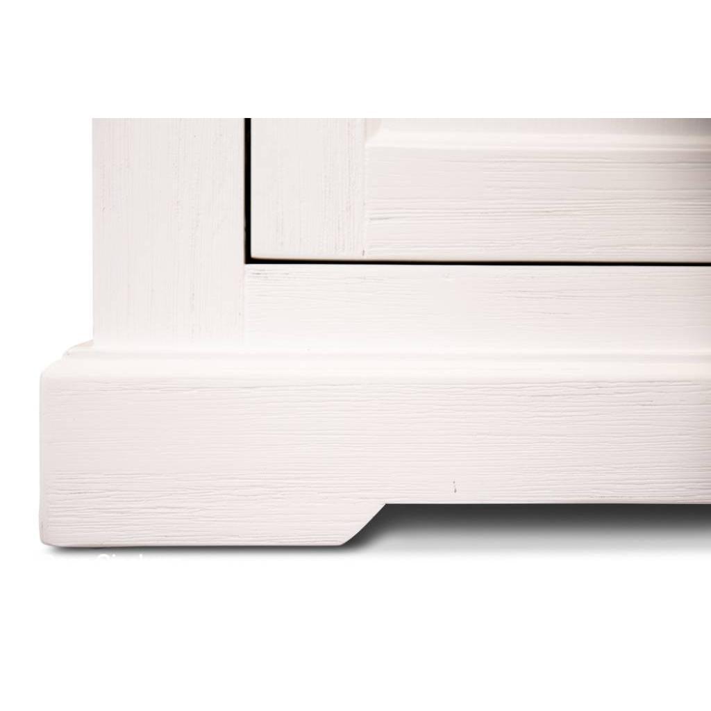 ANIKA SOLID ACACIA WOOD TV UNIT 2-DOORS 2 DRAWERS & 2 SHELVES IN VIVID WHITE - MyChocolateWood