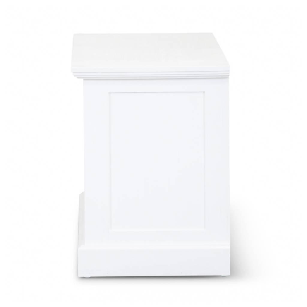 ANIKA SOLID ACACIA WOOD TV UNIT 2-DOORS & 2 SHELVES IN VIVID WHITE 160CM - MyChocolateWood