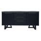 ANTHEA 2-TONE CONCRETE & ACACIA BUFFET SIDEBOARD 3 DRAWERS 2 DOORS GREY TOP BLACK LEGS - MyChocolateWood