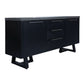 ANTHEA 2-TONE CONCRETE & ACACIA BUFFET SIDEBOARD 3 DRAWERS 2 DOORS GREY TOP BLACK LEGS - MyChocolateWood