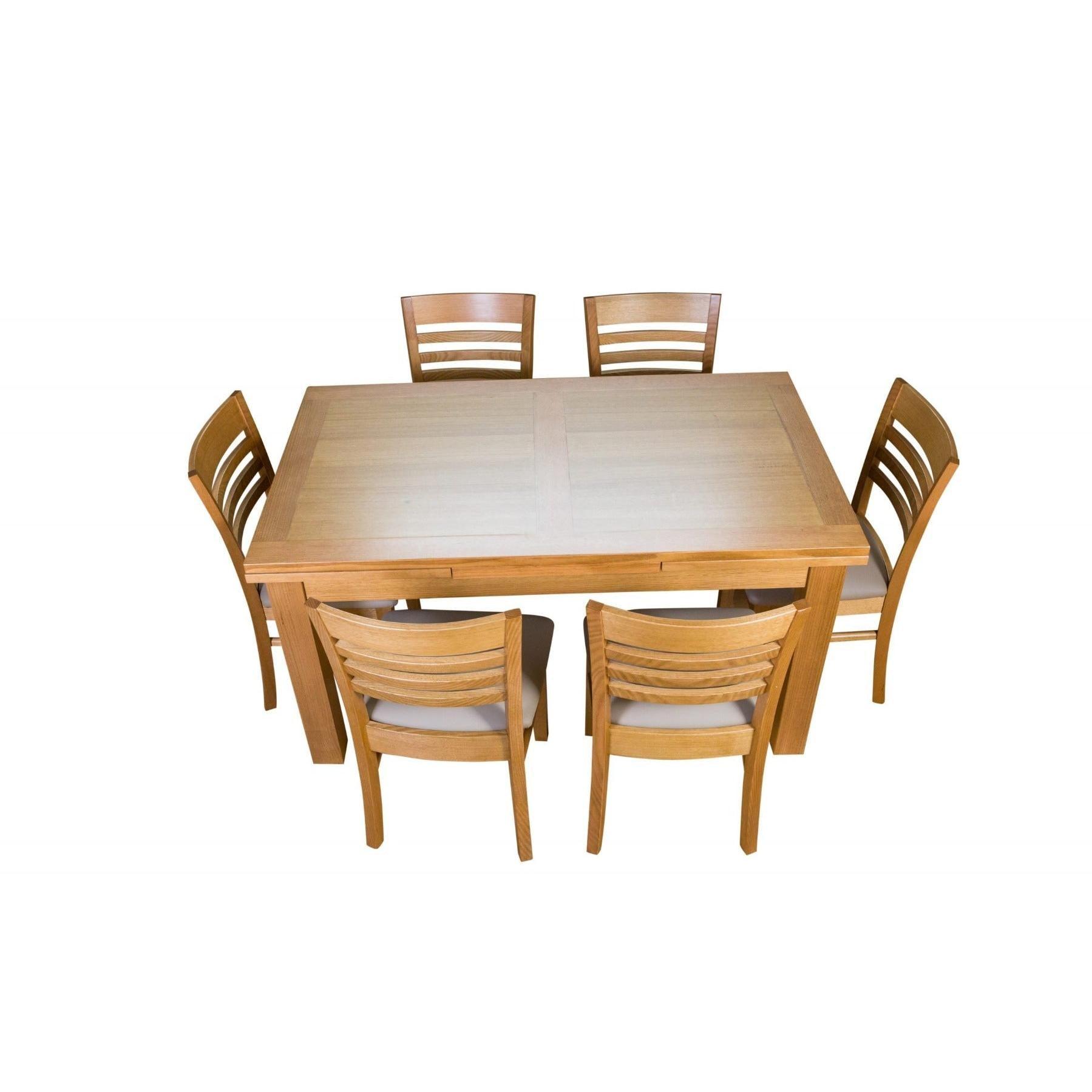 ANYA SOLID VICTORIAN ASH SIDE EXTENSION DINING TABLE 150-250CM WHEAT - MyChocolateWood