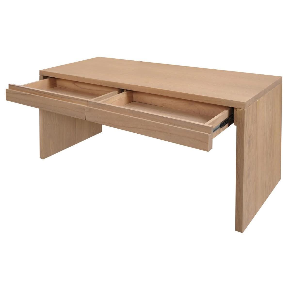 APOLLO 2 DRAWER WRITING DESK IN SOLID MINDI WOOD NATURAL - MyChocolateWood