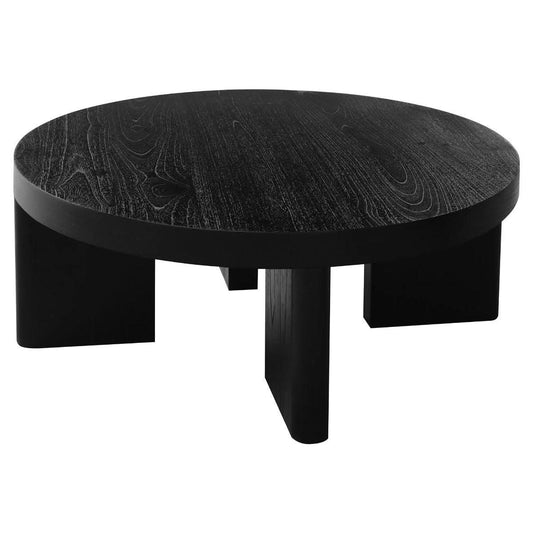 APOLLO SOLID MINDI WOOD ROUND COFFEE TABLE BLACK - MyChocolateWood