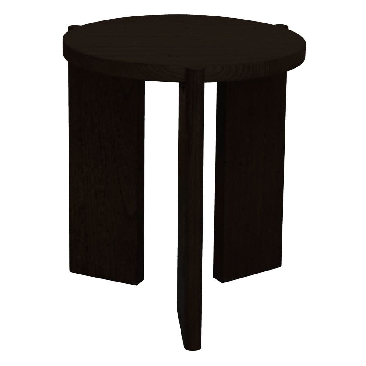 APOLLO WHITE CEDAR ROUND SIDE TABLE BLACK - MyChocolateWood