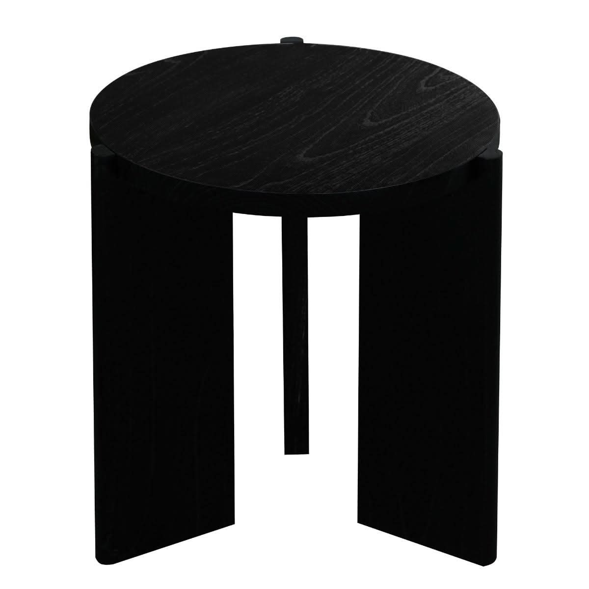 APOLLO WHITE CEDAR ROUND SIDE TABLE BLACK - MyChocolateWood