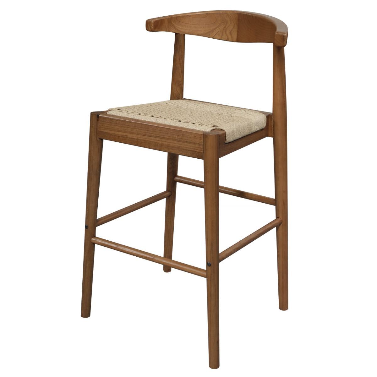 ARDEN SOLID OAK BARSTOOL WITH WOVEN LOOM SEAT ALMOND - MyChocolateWood