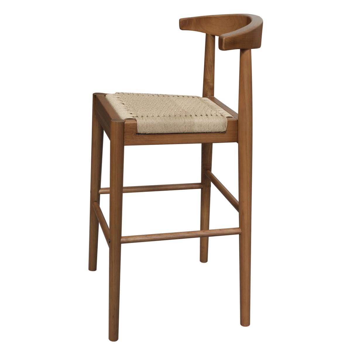ARDEN SOLID OAK BARSTOOL WITH WOVEN LOOM SEAT ALMOND - MyChocolateWood