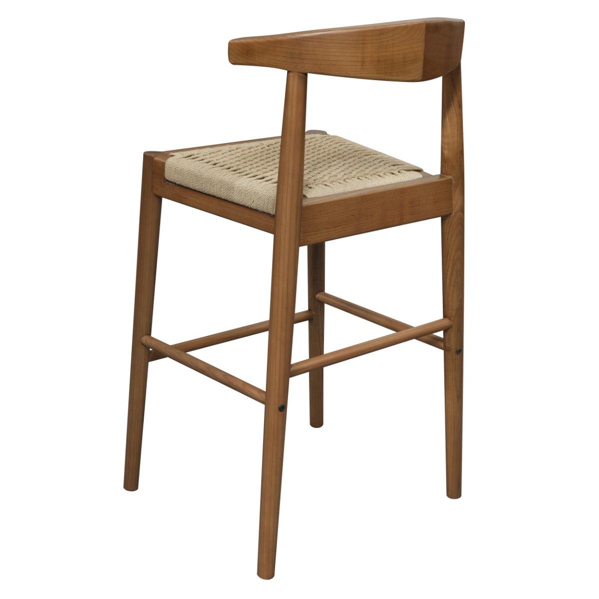 ARDEN SOLID OAK BARSTOOL WITH WOVEN LOOM SEAT ALMOND - MyChocolateWood