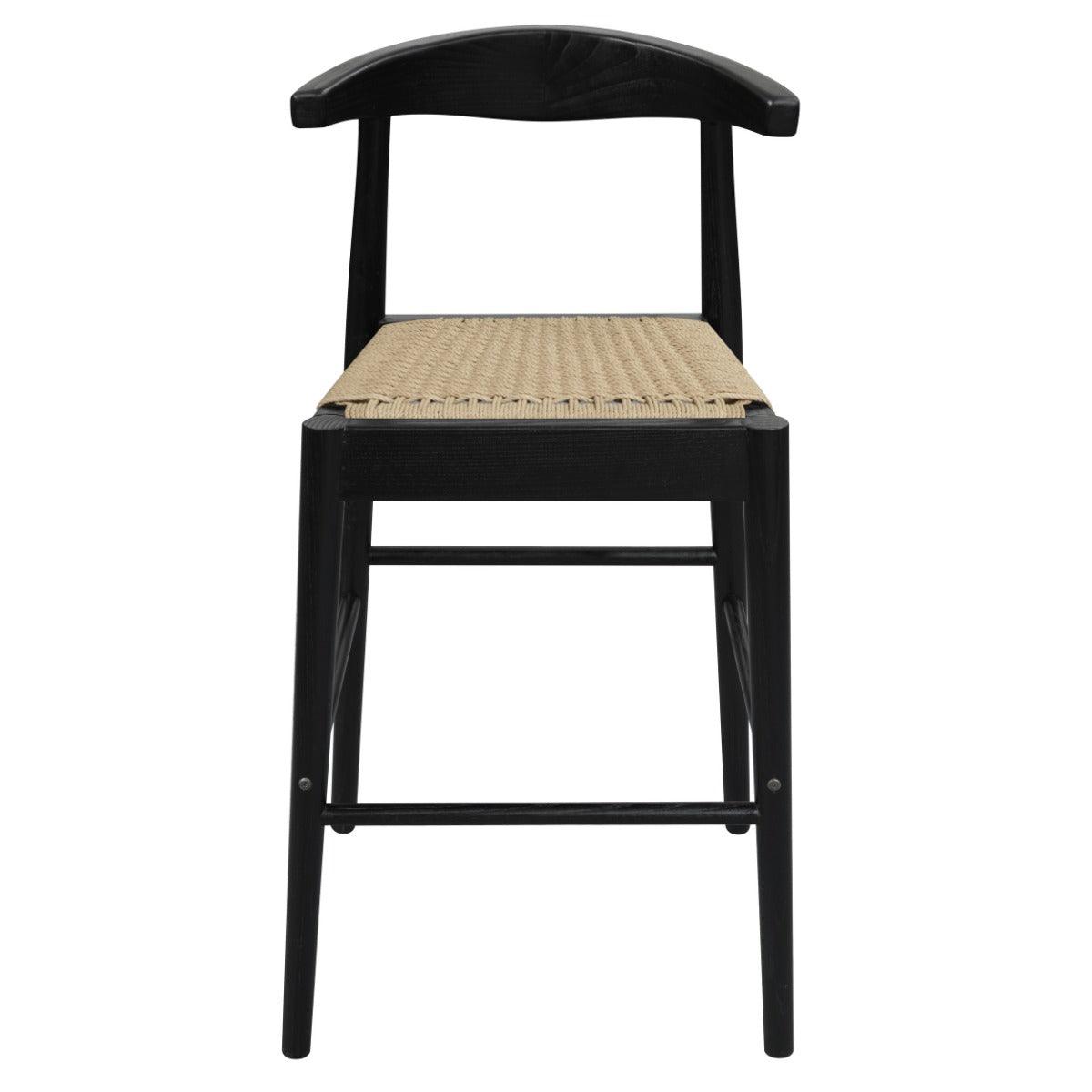 ARDEN SOLID OAK BARSTOOL WITH WOVEN LOOM SEAT BLACK - MyChocolateWood
