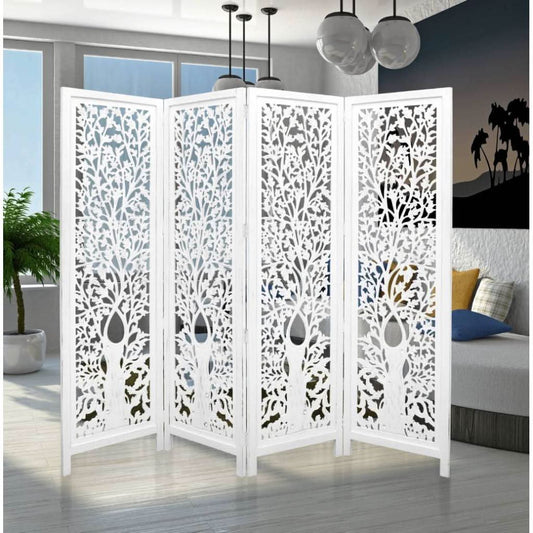 ASHE DECORATIVE MANGO WOOD SCREEN/ROOM DIVIDER ANTIQUE WHITE - MyChocolateWood