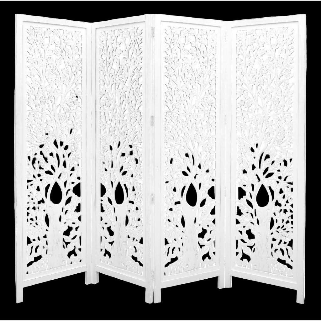 ASHE DECORATIVE MANGO WOOD SCREEN/ROOM DIVIDER ANTIQUE WHITE - MyChocolateWood