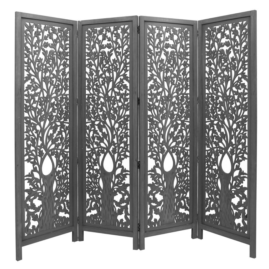 ASHE DECORATIVE MANGO WOOD SCREEN/ROOM DIVIDER DARK GREY - MyChocolateWood