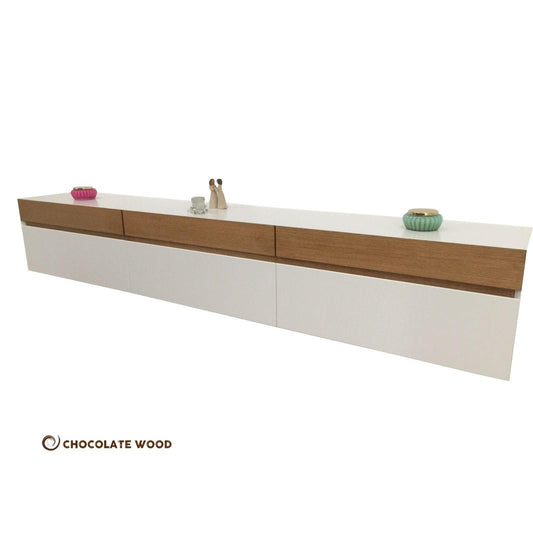 ASLYNNE TASSIE OAK 6 DRAWER WALL MOUNTED TV/ENTERTAINMENT UNIT - AUSTRALIAN CUSTOM MADE - MyChocolateWood